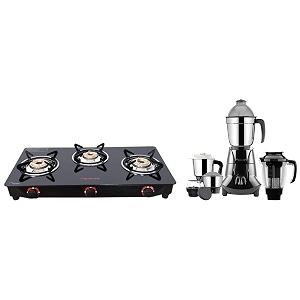 butterfly smart glass 3 burner gas stove black manual amp jet elite plus mixer grinder 750w 5 jars grey
