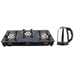 butterfly smart glass 3 burner gas stove black amp ekn 18l 1500 watt electric water kettle stainless steel combo