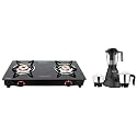 Butterfly Smart Glass 3 Burner Gas Stove, Black, Manual &amp; Hero Plus Mixer Grinder 550 W, Grey, Small