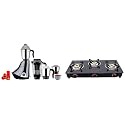 Butterfly Smart Glass 3 Burner Gas Stove, Black &amp; Smart 750-Watt Mixer Grinder with 4 Jar (Grey) Combo, Open
