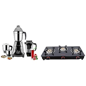butterfly smart glass amp stainless steel 3 burner gas stove butterfly jet elite 750-watt mixer grinder with 4 jars grey open
