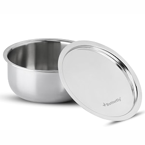 butterfly tez triply tope with lid - 28 litre 20 cm  induction amp gas stove compatible  for fast amp healthy cooking  for curry ricebiryani  boiling tope for kitchen  10 year warranty  silver