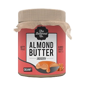 the butternut co jaggery almond butter creamy 200 gms no added sugar non-gmo gluten free vegan high protein keto