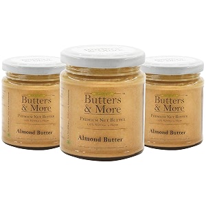 butters amp more vegan all natural almond butter pack of 3x200 gm unsweetened single ingredient nut butter super saver pack
