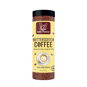 butterscotch coffee by india flavour  exotic instant coffee powder no chicory  100 gm coffee 50 servings