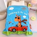 Butterthief Multipurpose Cartoon Print Light Weight Blanket | Soft Cozy Plush All Seasons Blankets for 0-5 Years | Wrapper Cum Blanket for Baby Boys, Girls,New Born Kids Toddler (Blue Cat)