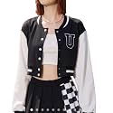 Button Bomber Jacket Hoodie For Women Black