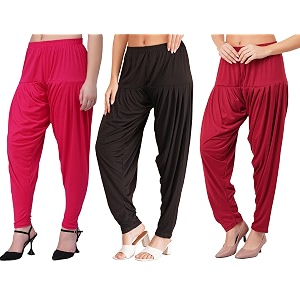 buy that trendz combo offer pack of 3 cotton viscose lycra dhoti patiyala salwar harem bottoms pants for womens white maroon black