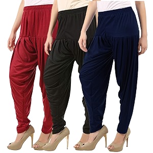 buy that trendz combo offer pack of 3 cotton viscose lycra dhoti patiyala salwar harem bottoms pants for womens white maroon black