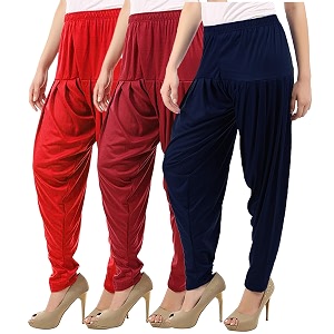buy that trendz combo offer pack of 3 cotton viscose lycra dhoti patiyala salwar harem bottoms pants for womens white maroon black