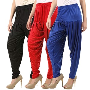 buy that trendz combo offer pack of 3 cotton viscose lycra dhoti patiyala salwar harem bottoms pants for womens white maroon black