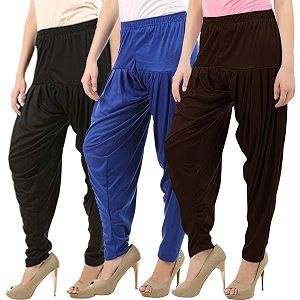 buy that trendz combo offer pack of 3 cotton viscose lycra dhoti patiyala salwar harem bottoms pants for womens white maroon black