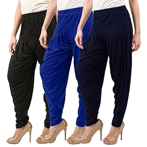 buy that trendz combo offer pack of 3 cotton viscose lycra dhoti patiyala salwar harem bottoms pants for womens white maroon black