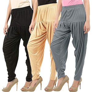 buy that trendz combo offer pack of 3 cotton viscose lycra dhoti patiyala salwar harem bottoms pants for womens white maroon black