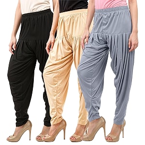 buy that trendz combo offer pack of 3 cotton viscose lycra dhoti patiyala salwar harem bottoms pants for womens white maroon black