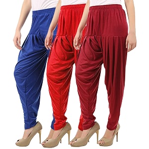 buy that trendz combo offer pack of 3 cotton viscose lycra dhoti patiyala salwar harem bottoms pants for womens white maroon black