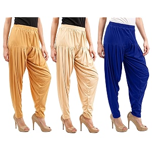 buy that trendz combo offer pack of 3 cotton viscose lycra dhoti patiyala salwar harem bottoms pants for womens white maroon black