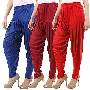 buy that trendz combo offer pack of 3 cotton viscose lycra dhoti patiyala salwar harem bottoms pants for womens white maroon black