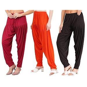 buy that trendz combo offer pack of 3 cotton viscose lycra dhoti patiyala salwar harem bottoms pants for womens white maroon black