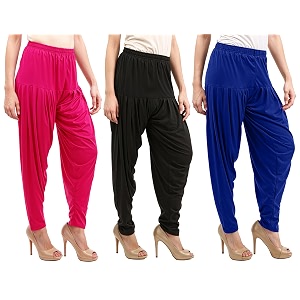 buy that trendz combo offer pack of 3 cotton viscose lycra dhoti patiyala salwar harem bottoms pants for womens white maroon black