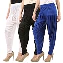Buy That Trendz Combo Offer (Pack of 3) Cotton Viscose Lycra Dhoti Patiyala Salwar Harem Bottoms Pants for Womens (White, Maroon, Black)