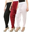 Buy That Trendz Combo Offer (Pack of 3) Cotton Viscose Lycra Dhoti Patiyala Salwar Harem Bottoms Pants for Womens (White, Maroon, Black)