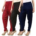 Buy That Trendz Combo Offer (Pack of 3) Cotton Viscose Lycra Dhoti Patiyala Salwar Harem Bottoms Pants for Womens (White, Maroon, Black)