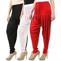 Buy That Trendz Combo Offer (Pack of 3) Cotton Viscose Lycra Dhoti Patiyala Salwar Harem Bottoms Pants for Womens (White, Maroon, Black)