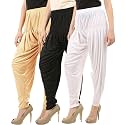 Buy That Trendz Combo Offer (Pack of 3) Cotton Viscose Lycra Dhoti Patiyala Salwar Harem Bottoms Pants for Womens (White, Maroon, Black)