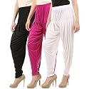 Buy That Trendz Combo Offer (Pack of 3) Cotton Viscose Lycra Dhoti Patiyala Salwar Harem Bottoms Pants for Womens (White, Maroon, Black)