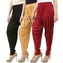 Buy That Trendz Combo Offer (Pack of 3) Cotton Viscose Lycra Dhoti Patiyala Salwar Harem Bottoms Pants for Womens (White, Maroon, Black)