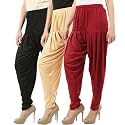Buy That Trendz Combo Offer (Pack of 3) Cotton Viscose Lycra Dhoti Patiyala Salwar Harem Bottoms Pants for Womens (White, Maroon, Black)