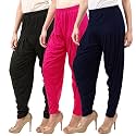 Buy That Trendz Combo Offer (Pack of 3) Cotton Viscose Lycra Dhoti Patiyala Salwar Harem Bottoms Pants for Womens (White, Maroon, Black)