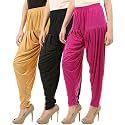 Buy That Trendz Combo Offer (Pack of 3) Cotton Viscose Lycra Dhoti Patiyala Salwar Harem Bottoms Pants for Womens (White, Maroon, Black)