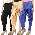 Buy That Trendz Combo Offer (Pack of 3) Cotton Viscose Lycra Dhoti Patiyala Salwar Harem Bottoms Pants for Womens (White, Maroon, Black)