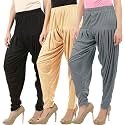 Buy That Trendz Combo Offer (Pack of 3) Cotton Viscose Lycra Dhoti Patiyala Salwar Harem Bottoms Pants for Womens (White, Maroon, Black)