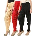 Buy That Trendz Combo Offer (Pack of 3) Cotton Viscose Lycra Dhoti Patiyala Salwar Harem Bottoms Pants for Womens (White, Maroon, Black)