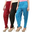 Buy That Trendz Combo Offer (Pack of 3) Cotton Viscose Lycra Dhoti Patiyala Salwar Harem Bottoms Pants for Womens (White, Maroon, Black)