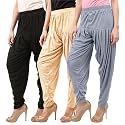 Buy That Trendz Combo Offer (Pack of 3) Cotton Viscose Lycra Dhoti Patiyala Salwar Harem Bottoms Pants for Womens (White, Maroon, Black)