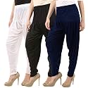 Buy That Trendz Combo Offer (Pack of 3) Cotton Viscose Lycra Dhoti Patiyala Salwar Harem Bottoms Pants for Womens (White, Maroon, Black)