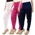Buy That Trendz Combo Offer (Pack of 3) Cotton Viscose Lycra Dhoti Patiyala Salwar Harem Bottoms Pants for Womens (White, Maroon, Black)