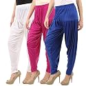 Buy That Trendz Combo Offer (Pack of 3) Cotton Viscose Lycra Dhoti Patiyala Salwar Harem Bottoms Pants for Womens (White, Maroon, Black)
