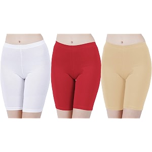 buy that trendz cotton lycra tight fit stretchable cycling shorts womensshorties for exerciseworkoutyogagymcycleactive wear running red dark skin royal blue combo pack of 3