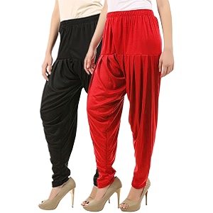 buy that trendz d41 cotton viscose dhoti women39s patiyala salwar harem bottoms pants black red pack of 2 combo xxxxxx-large