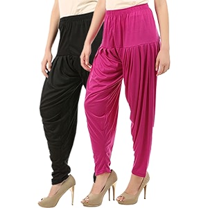 buy that trendz cotton viscose dhoti women39s patiyala salwar harem bottoms pants black rani pink pack of 2 combo xx-large