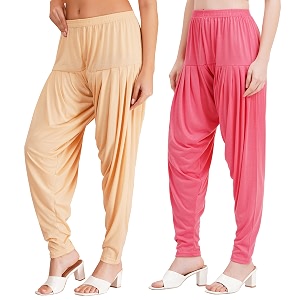 buy that trendz patiala pants for women combo viscose patiyala salwar harem bottoms pants combo pack of 2 light skin-rose 2xl