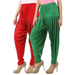 buy that trendz cotton viscose dhoti women39s patiyala salwar harem bottoms pants red jade green pack of 2 combo large