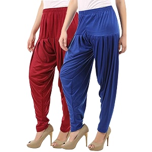 buy that trendz cotton viscose dhoti women39s patiyala salwar harem bottoms pants maroon royal blue pack of 2 combo x-large