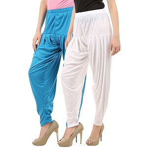 buy that trendz cotton viscose dhoti women39s patiyala salwar harem bottoms pants turquoise white pack of 2 combo x-large