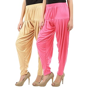 buy that trendz patiala pants for women combo pack of 2 viscose dhoti patiyala salwar harem bottoms pants light skin-rose xl
